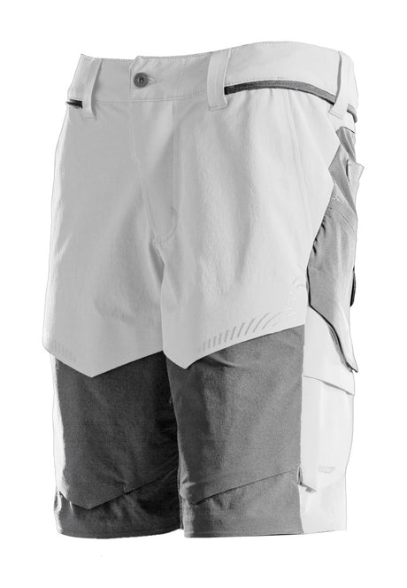 Mascot Customized Stretch Lightweight Shorts - White/Stone Grey #colour_white-stone-grey