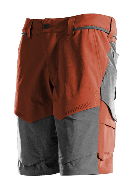 Mascot Customized Stretch Lightweight Shorts - Autumn Red /Stone Grey #colour_autumn-red-stone-grey