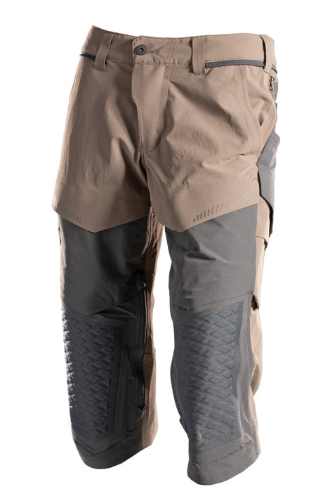 Mascot Customized Craftsmen's 3/4 Trousers with Kneepad Pockets - Dark Sand/Stone Grey #colour_dark-sand-stone-grey