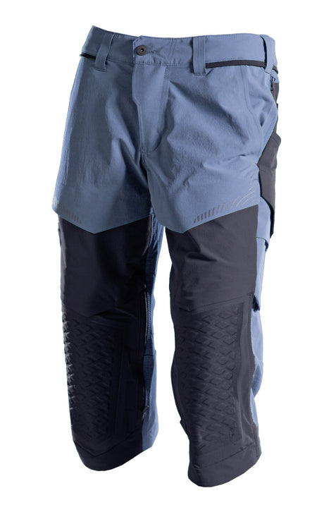 Mascot Customized Craftsmen's 3/4 Trousers with Kneepad Pockets - Stone Blue/Dark Navy #colour_stone-blue-dark-navy
