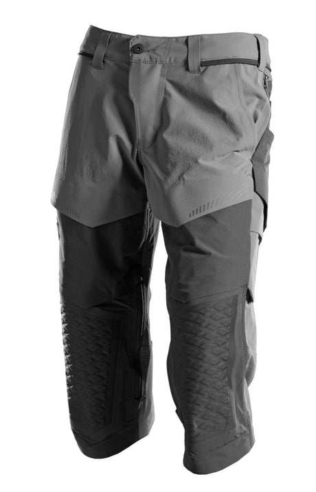 Mascot Customized Craftsmen's 3/4 Trousers with Kneepad Pockets - Stone Grey/Black #colour_stone-grey-black