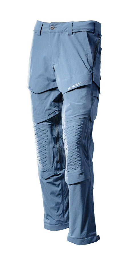 Mascot Customized Stretch Trousers with Kneepad Pockets - Stone Blue #colour_stone-blue