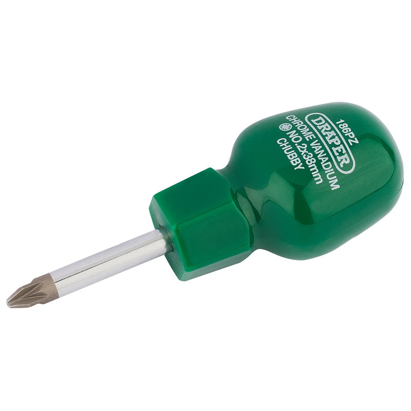 Draper No 2 x 38mm PZ Type Cabinet Pattern Chubby Screwdriver (Sold Loose)