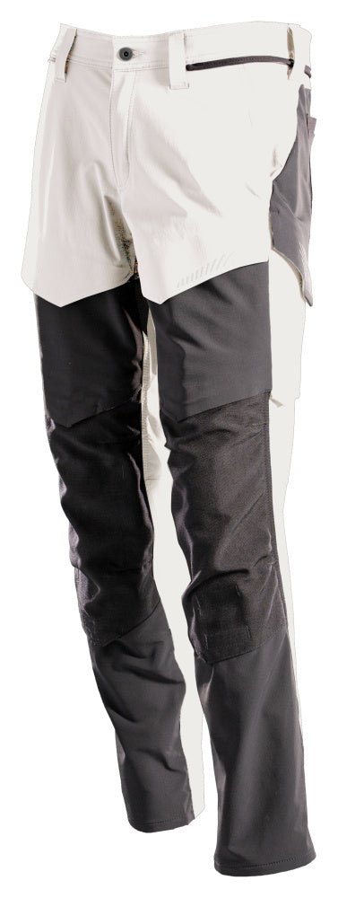 Mascot Customized Stretch Trousers with Kneepad Pockets - White/Stone Grey #colour_white-stone-grey