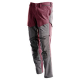 Mascot Customized Stretch Trousers with Kneepad Pockets - Bordeaux/Stone Grey #colour_bordeaux-stone-grey