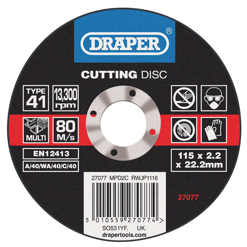 Draper Multi Purpose Cutting Disc (115 x 1.6 x 22.2mm)