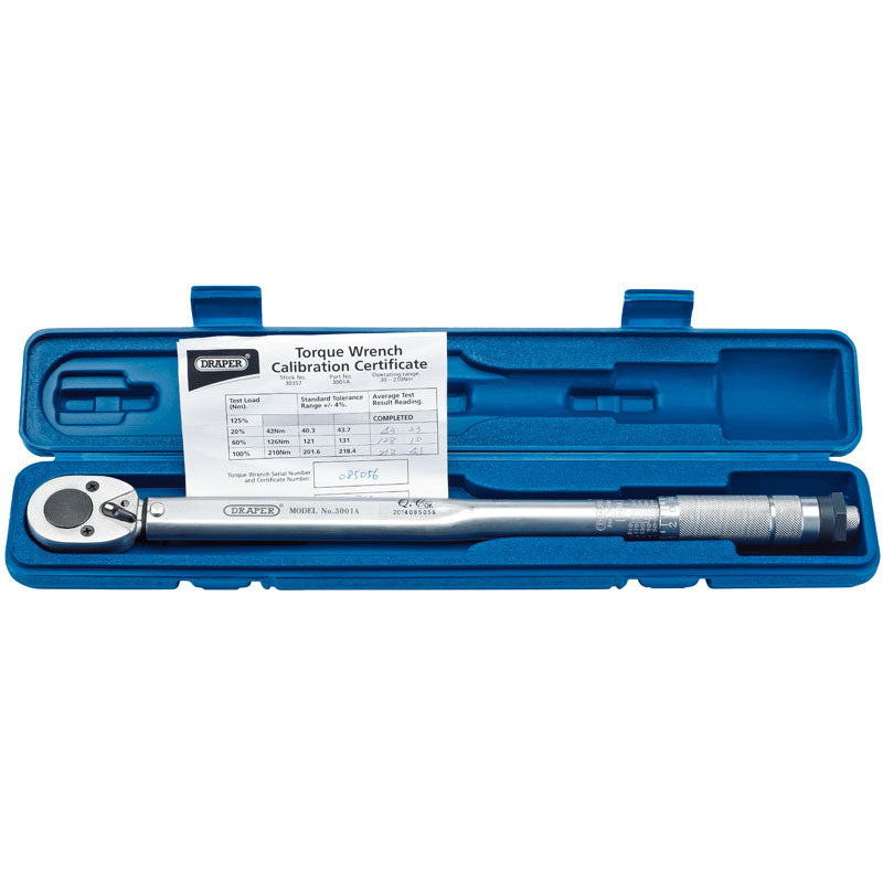Draper Tools 1/2" Square Drive 30 - 210Nm or 22.1-154.9lb-ft Ratchet Torque Wrench