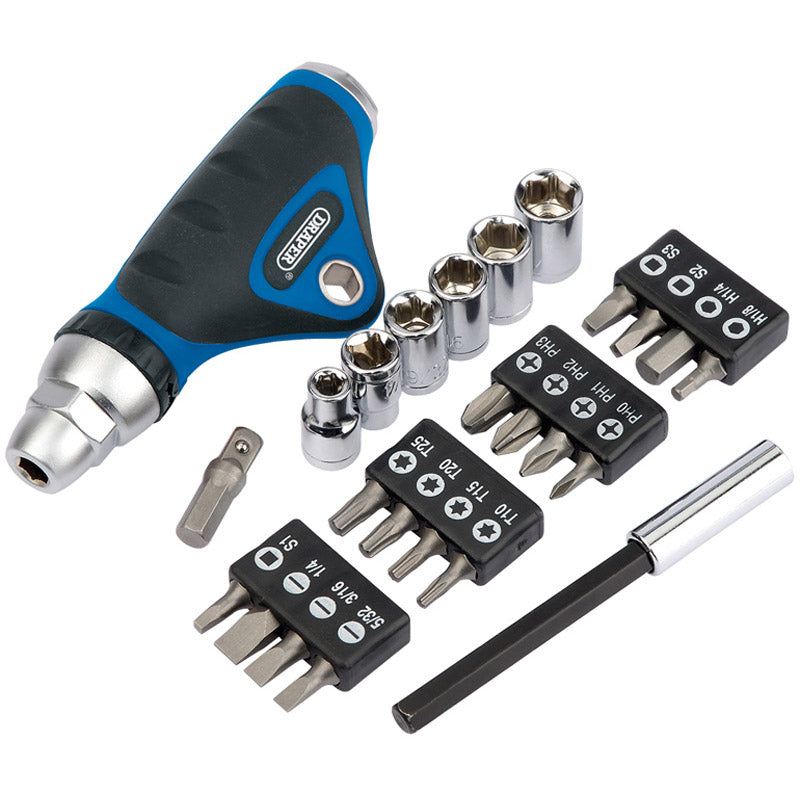 Draper Ratcheting Screwdriver, Socket and Bit Set. (25 piece)