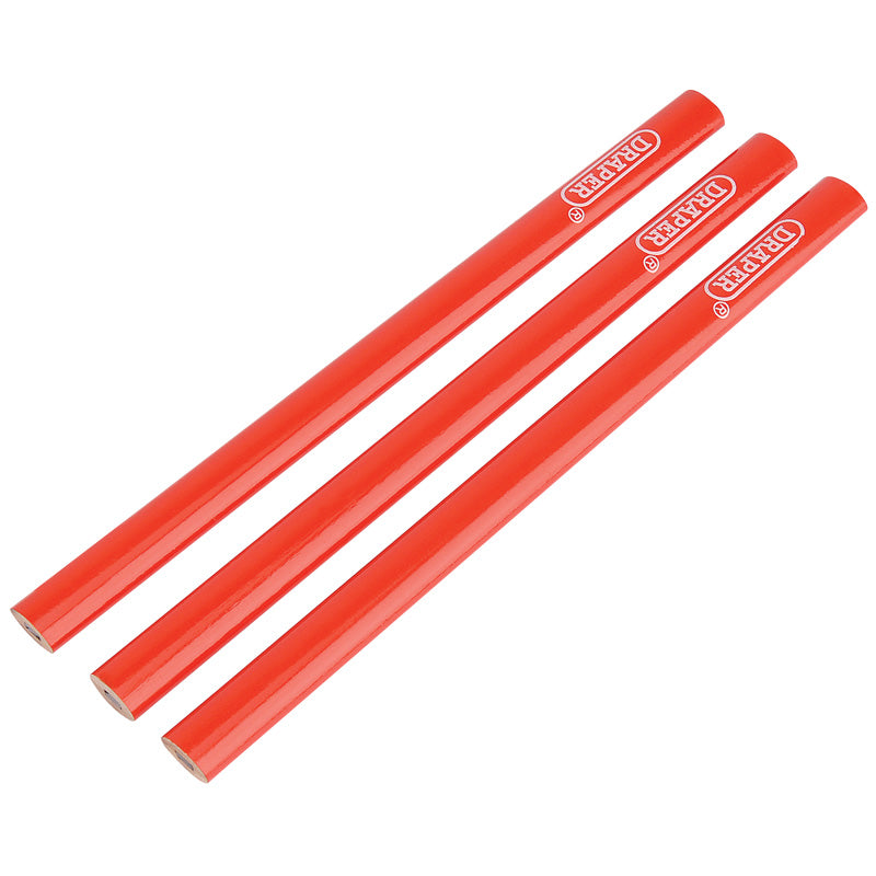 Draper Pack of Three Carpenters Pencils 174mm Long