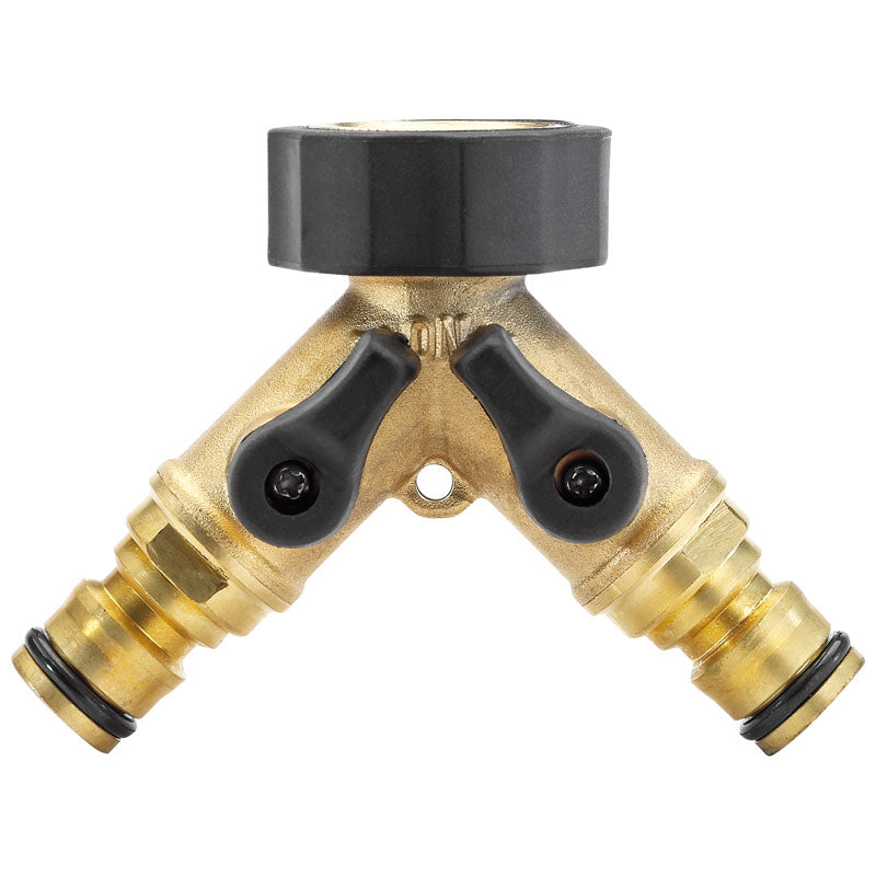 Draper Brass Double Tap Connector with Flow Control (3/4")