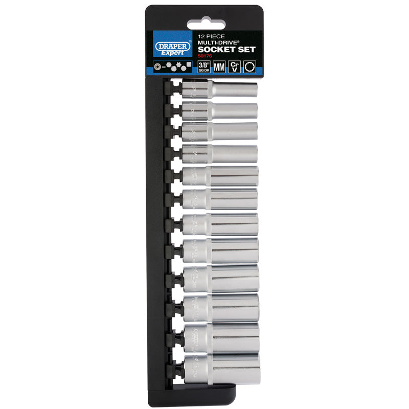 Draper 3/8" Sq. Dr. Draper Expert Multi-Drive&#174; Deep Socket Set (12 Piece)