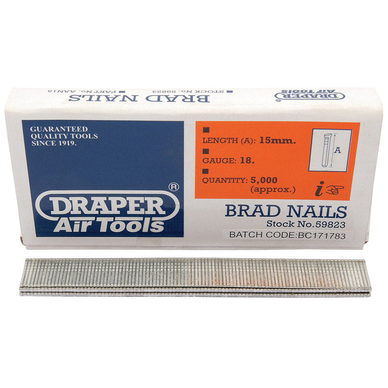 Draper 15mm Brad Nails (5000)