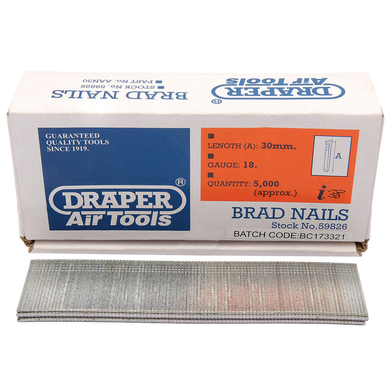 Draper 30mm Brad Nails (5000)
