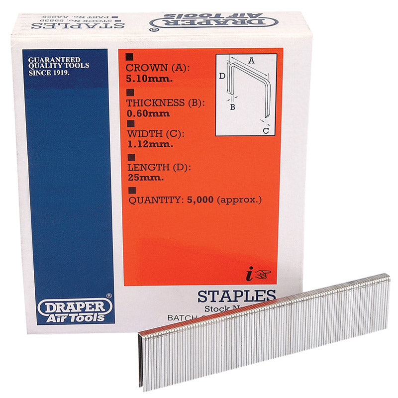 Draper 25mm Staples (5000)