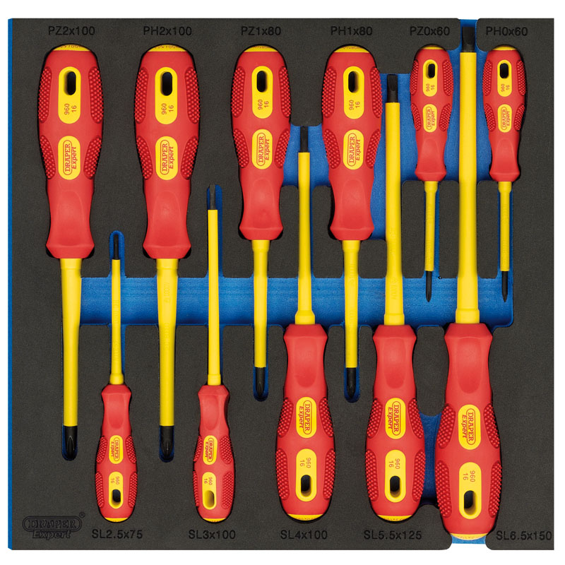 Draper VDE Screwdriver Set in 1/2 Drawer EVA Insert Tray (11 Piece)