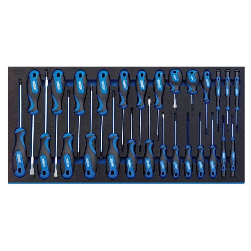 Draper Soft Grip Screwdriver Set in Full Drawer EVA Insert Tray (27 Piece)