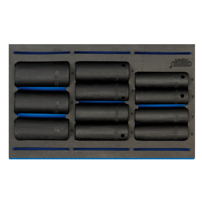 Draper 1/2" Sq. Dr. Impact Socket Set in 1/4 Drawer EVA Insert Tray (11 Piece)