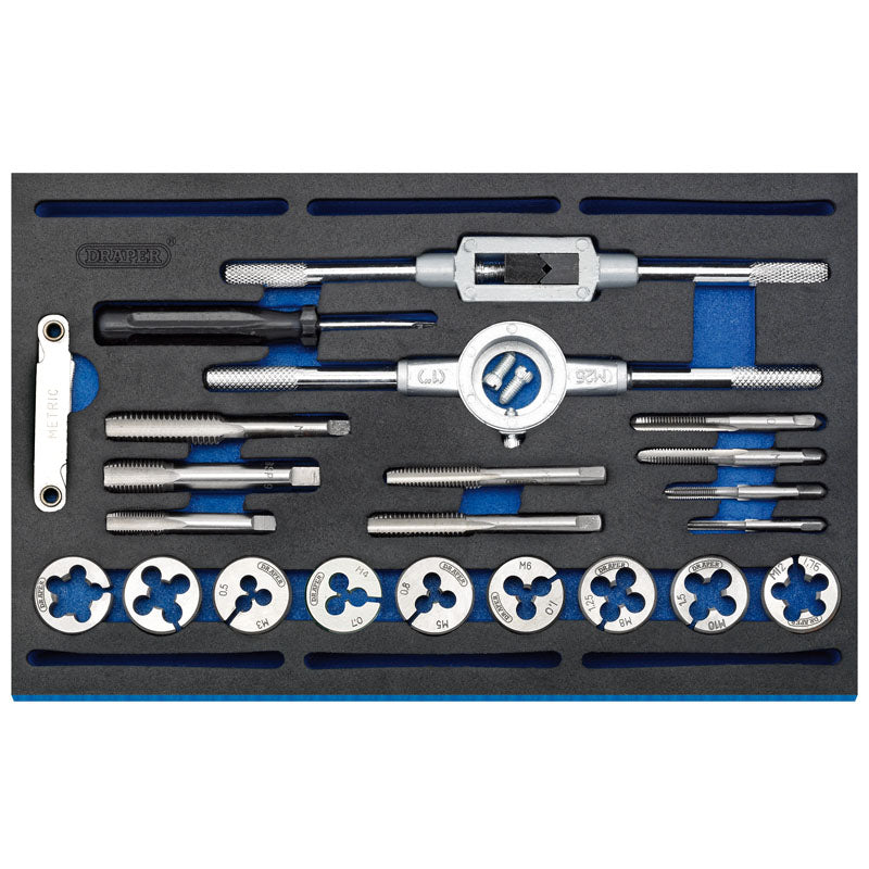 Draper Combination Tap and Die Set - Metric and BSP in EVA Foam Insert Tray (22 Piece)