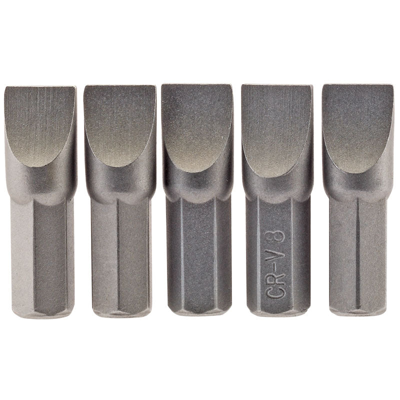 Draper 8.0mm 1/4" Hex. Plain Slot Insert Bit 25mm Long x 5