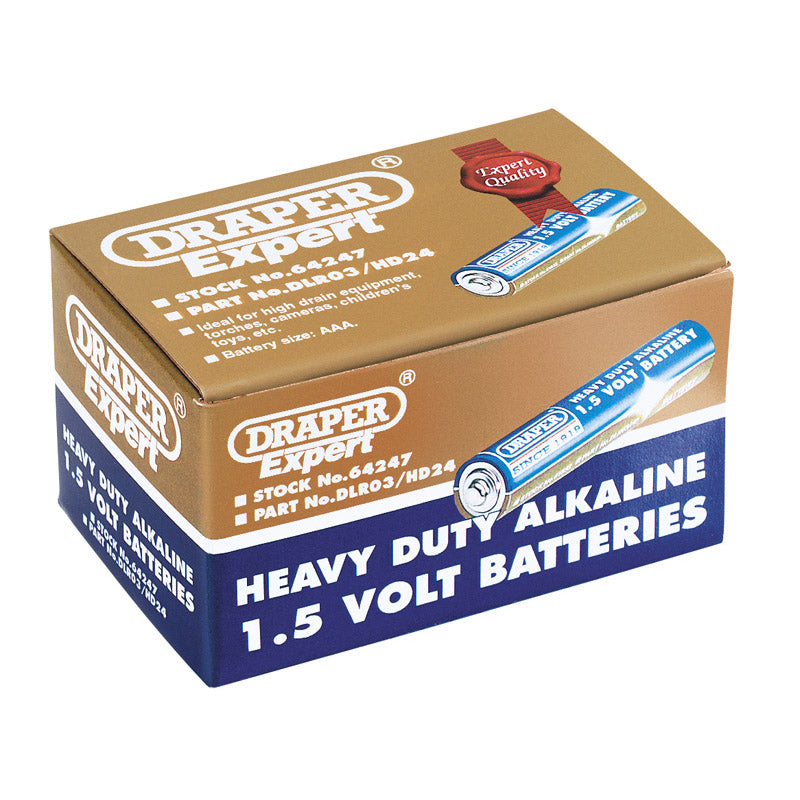 Draper Trade Pack of 24 AAA-Size Heavy Duty Alkaline Batteries