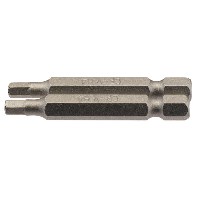 Draper 4mm 1/4" Hex. Hexagonal Insert Bit 50mm Long x 2