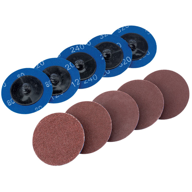 Draper Ten 50mm Assorted Aluminium Oxide Sanding Discs