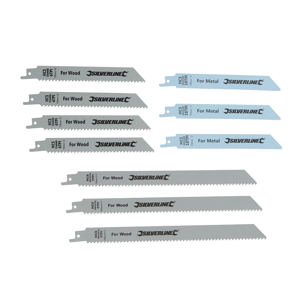 Silverline Reciprocating Saw Blades For Wood & Metal 10Pce