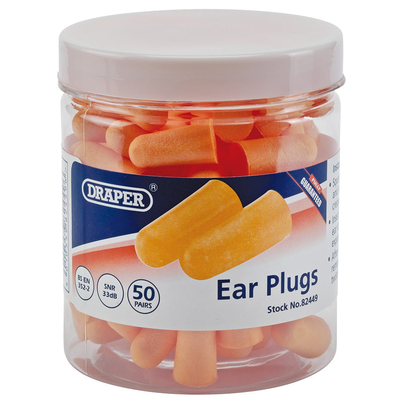 Draper Ear Plugs (Jar of 50 Pairs)