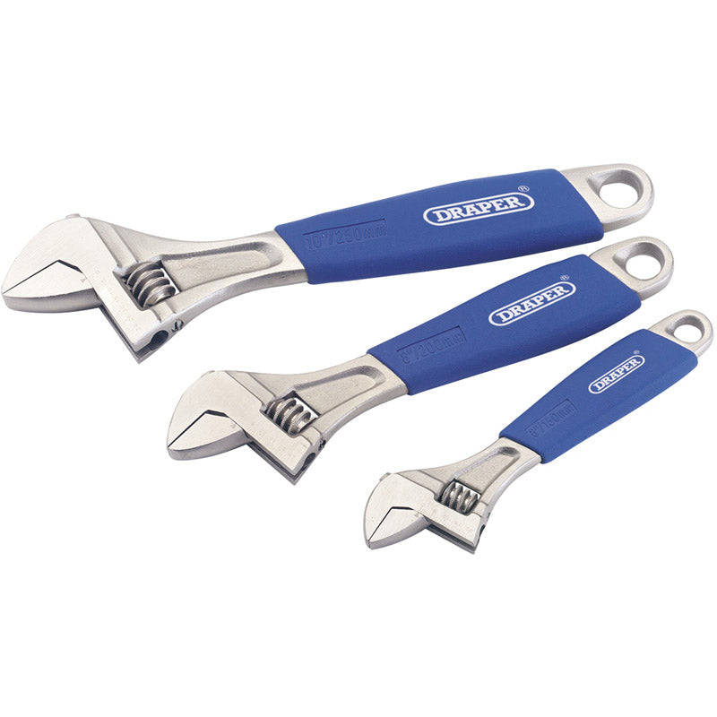 Draper Soft Grip Crescent-Type Adjustable Wrench Set (3 Piece)