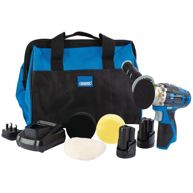 Draper Draper Storm Force&#174; 10.8V Power Interchange Mini Polisher Kit (+2x 1.5Ah Batteries, Charger and Bag)