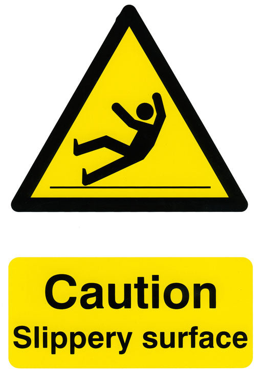 Bsafe Caution Slippery Surface Sign White/Yellow