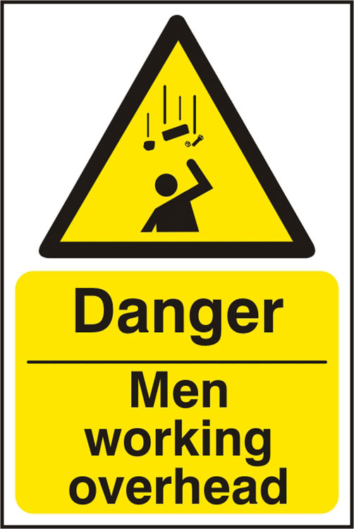 Bsafe Danger Men Working Overhead Sign White/Yellow