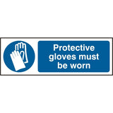 Bsafe Protective Gloves Must Be Worn Sign White/Blue