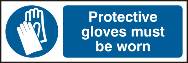 Bsafe Protective Gloves Must Be Worn Sign White/Blue