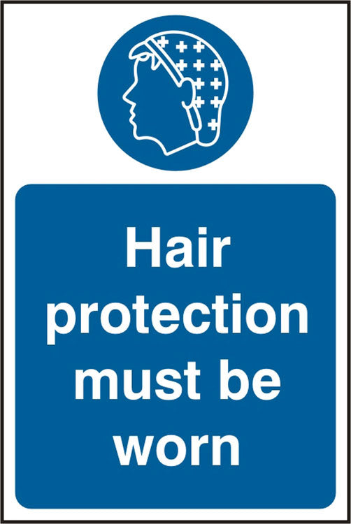 Bsafe Hair Protection Must Be Worn Sign White/Blue