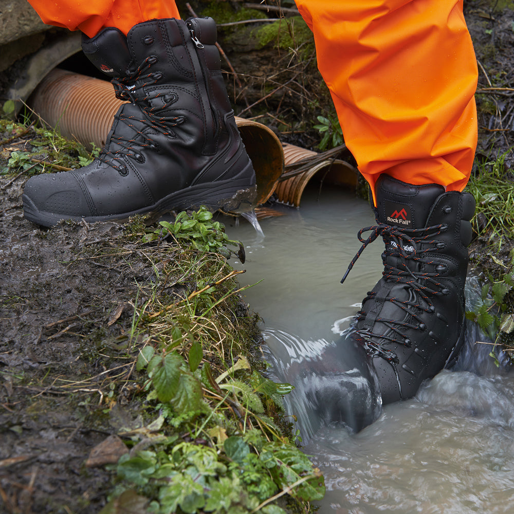 Rock Fall Monzonite Waterproof Safety Boots with Side Zip