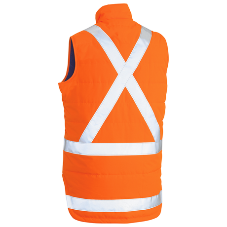 Bisley Taped Hi-Vis Puffer Vest with "X" Back Taping