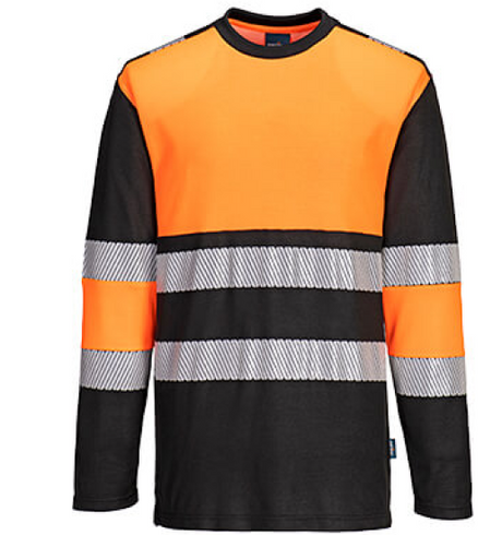 Portwest PW3 Hi-Vis Class 1 T-Shirt L/S #colour_orange-black