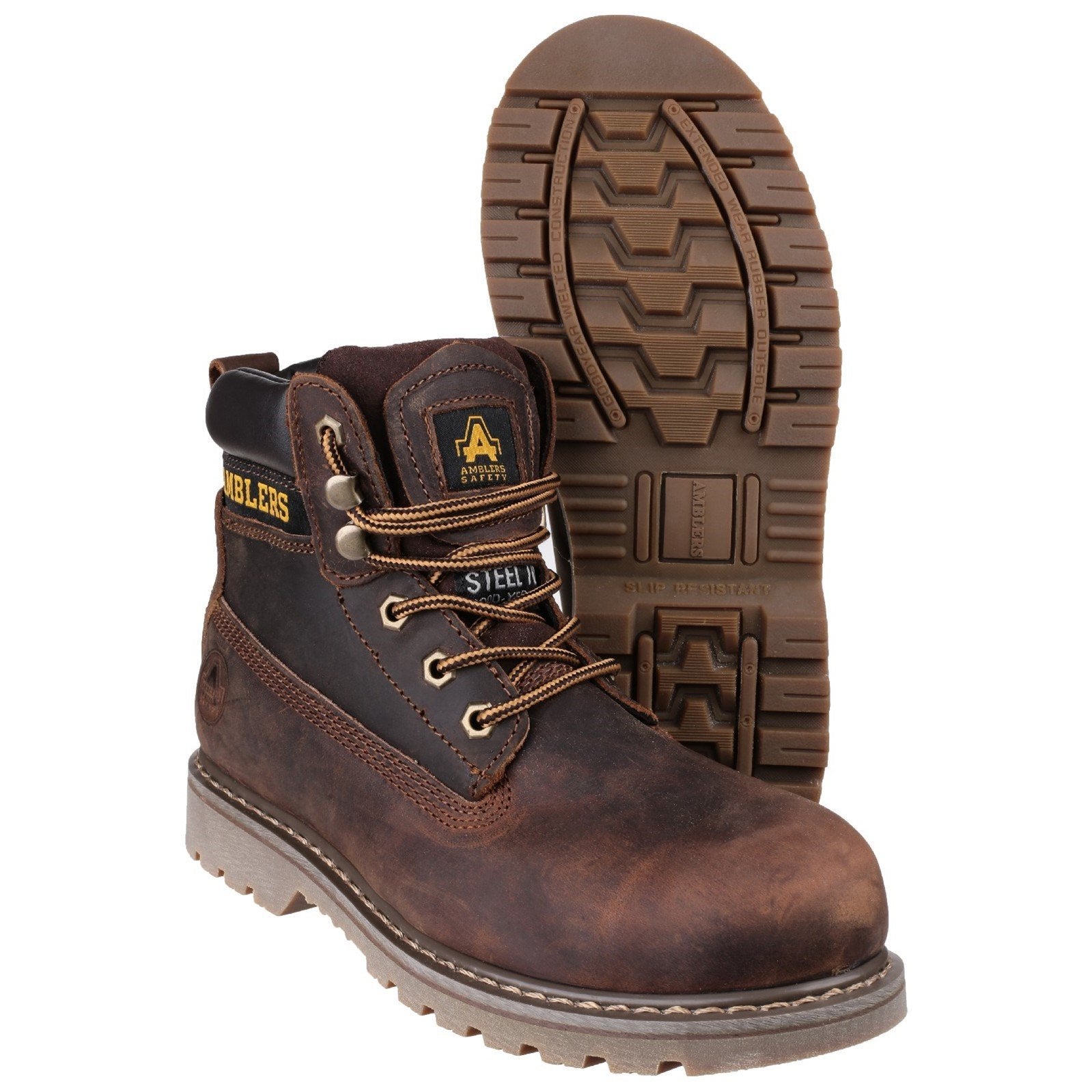 Amblers Safety Goodyear Welted Steel Toe Cap Brown Safety Boots GS Workwear