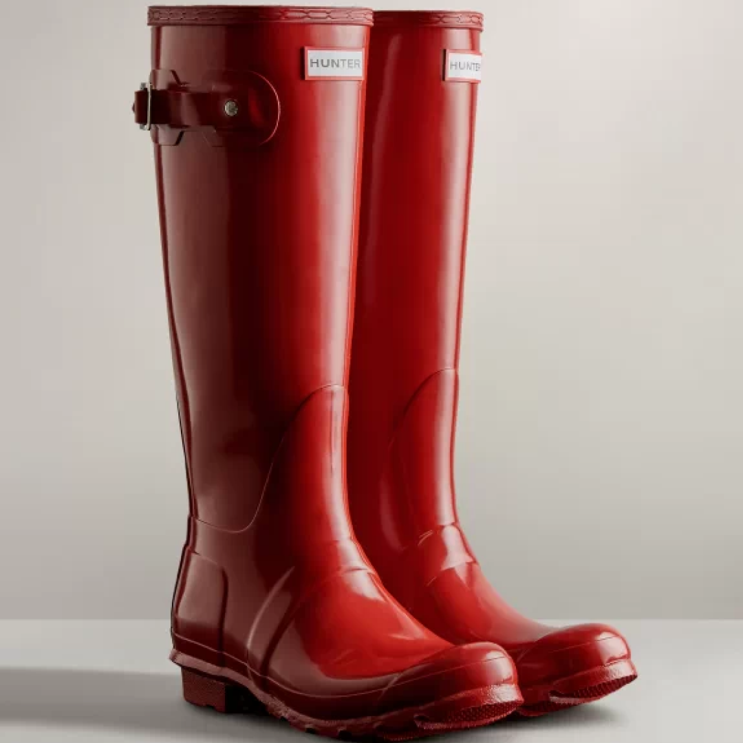 Hunter Original Tall Gloss Wellington Boots #colour_military-red